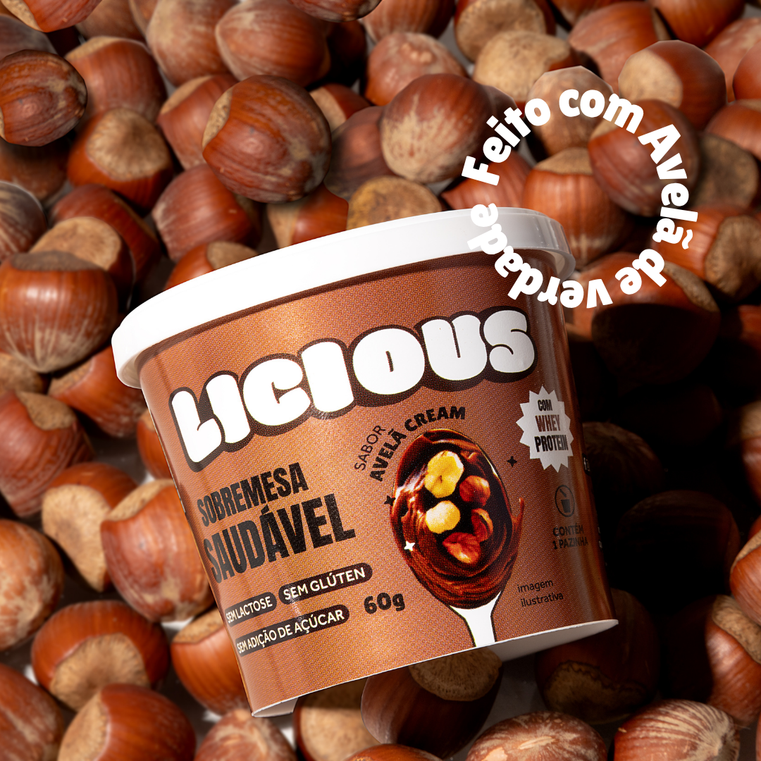 Kit 8 unidades: Sobremesa Saudável Licious® - Sabor Avelã Cream - 480g