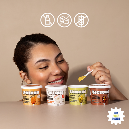 Kit 16 unidades: Sobremesa Saudável Licious® - Quatro Sabores de Cada - 960g