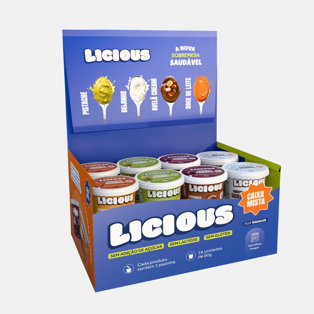 Kit 16 unidades: Sobremesa Saudável Licious® - Quatro Sabores de Cada - 960g